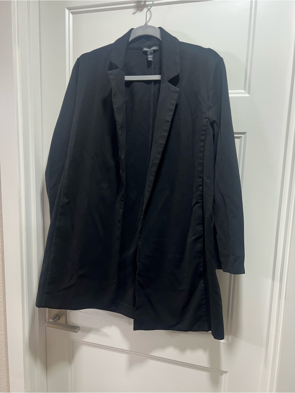 Eileen Fisher Black Open-Front Longline Blazer